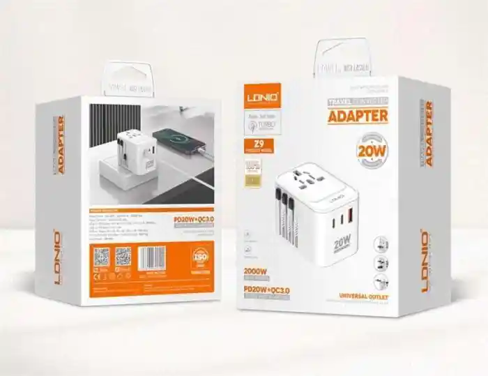 LDNIO Z9 Travel Converter Adapter Universal GaN 20W PD + QC3.0 3 USB Ports Fast Charging US/UK/EU/AU Sockets and Plugs